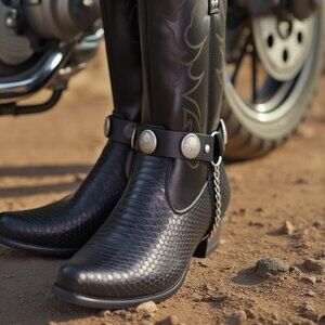 NEW Men’s Biker Boot Chains – American Eagle Charms Silver Chain Straps PAIR